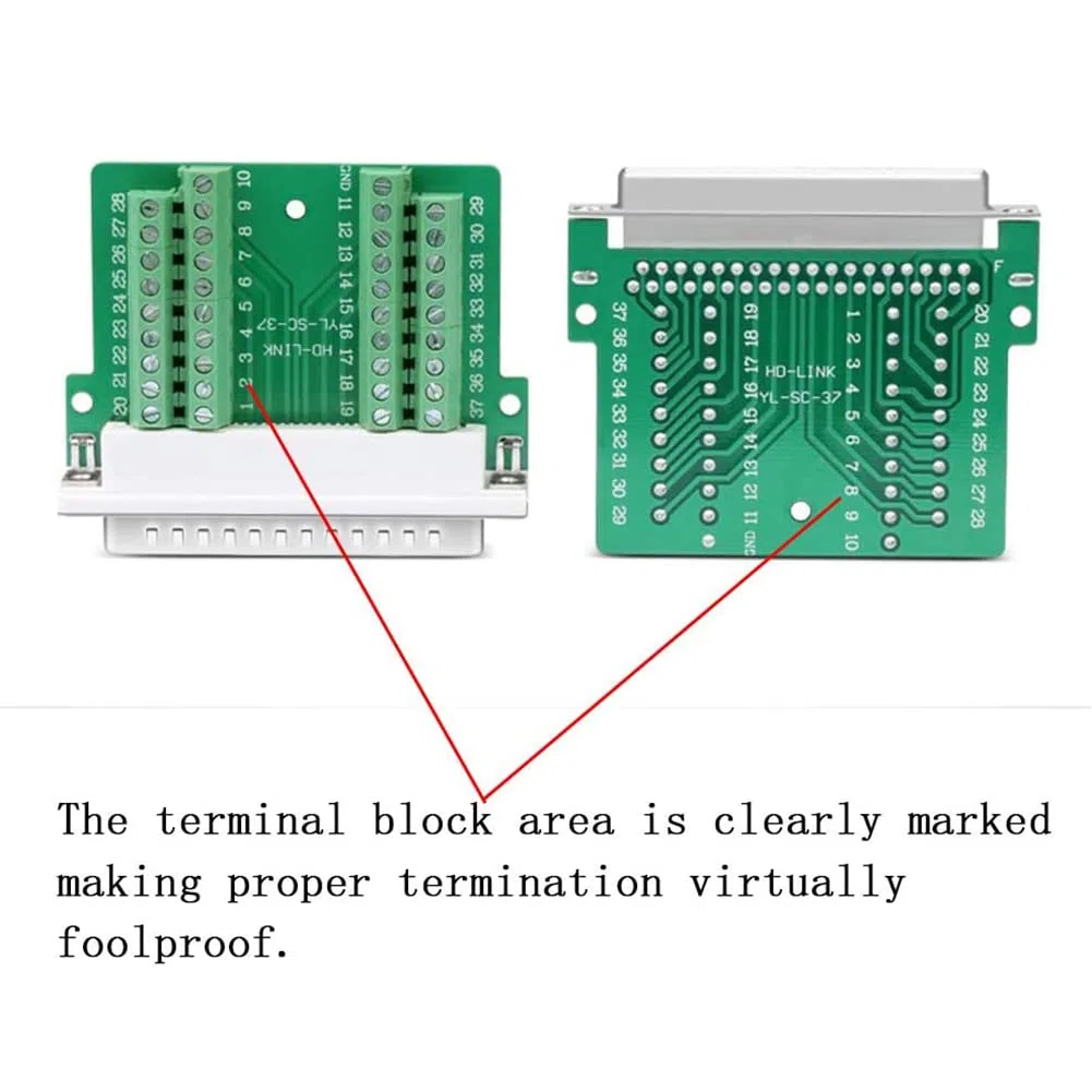 PENGLIN DB37 Connecteur Mâle sans Soudure, Adaptateur série DB37 Port série RS232 D-SUB à 37 Broches avec boîtier