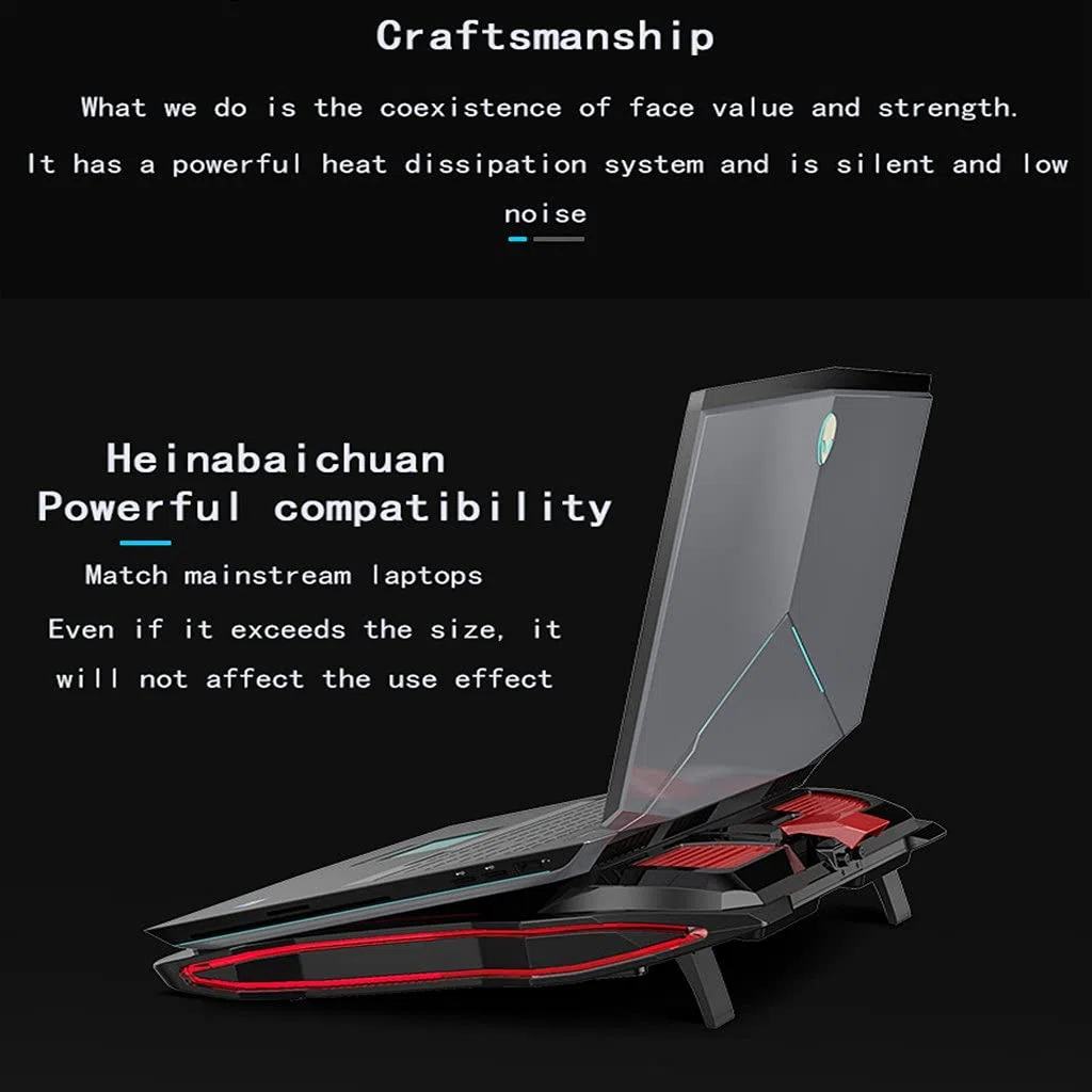 RGB Gaming Laptop Cooler Support pour Ordinateur Portable Réglable 3000 TR/Min Puissant Coussin De Refroidissement À Circulation d'air pour Ordinateur Portable 12-17 Pouces