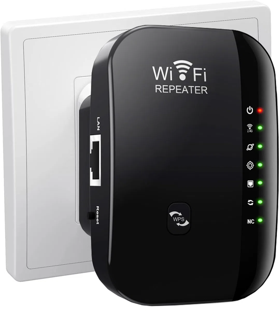 Amplificateur WiFi, répéteur WiFi, Couvre jusqu'à 300 m² et 45 appareils - avec Port Ethernet, Installation Rapide, amplificateur de Signal sans Fil Domestique, Prise européenne