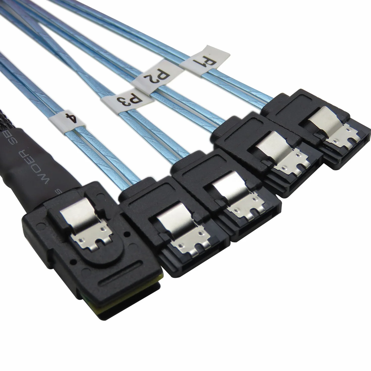 1M Internal Mini SAS 36pin Male W/Latch to SATA 7pin Female (x4) Forward Breakout Cable