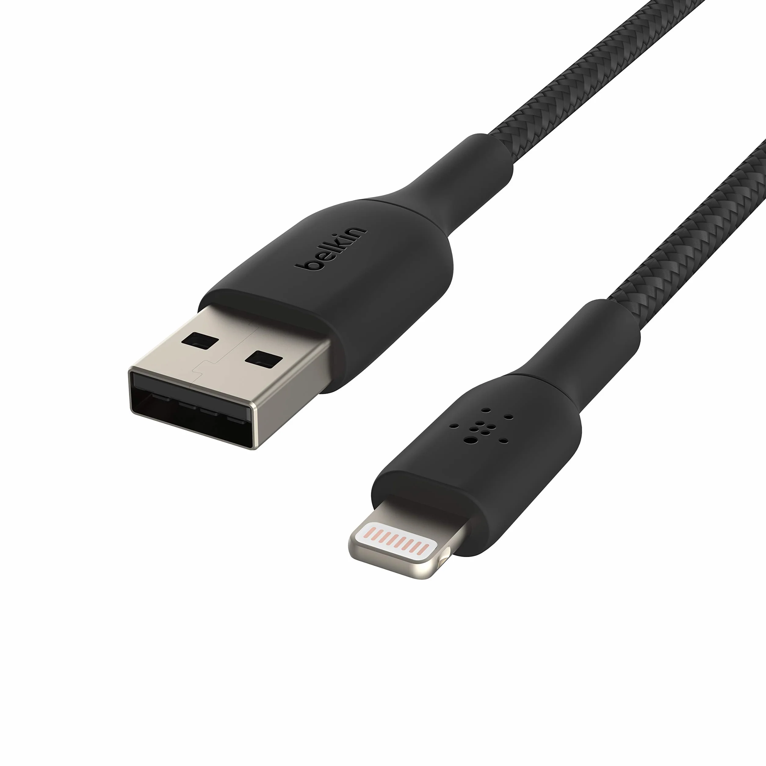 Belkin Câble Lightning à Gaine Tressée (Câble Boost Charge Lightning vers USB pour iPhone, iPad, AirPods, Câble de Recharge Certifié MFi pour iPhone, Lightning (1 m, Noir)