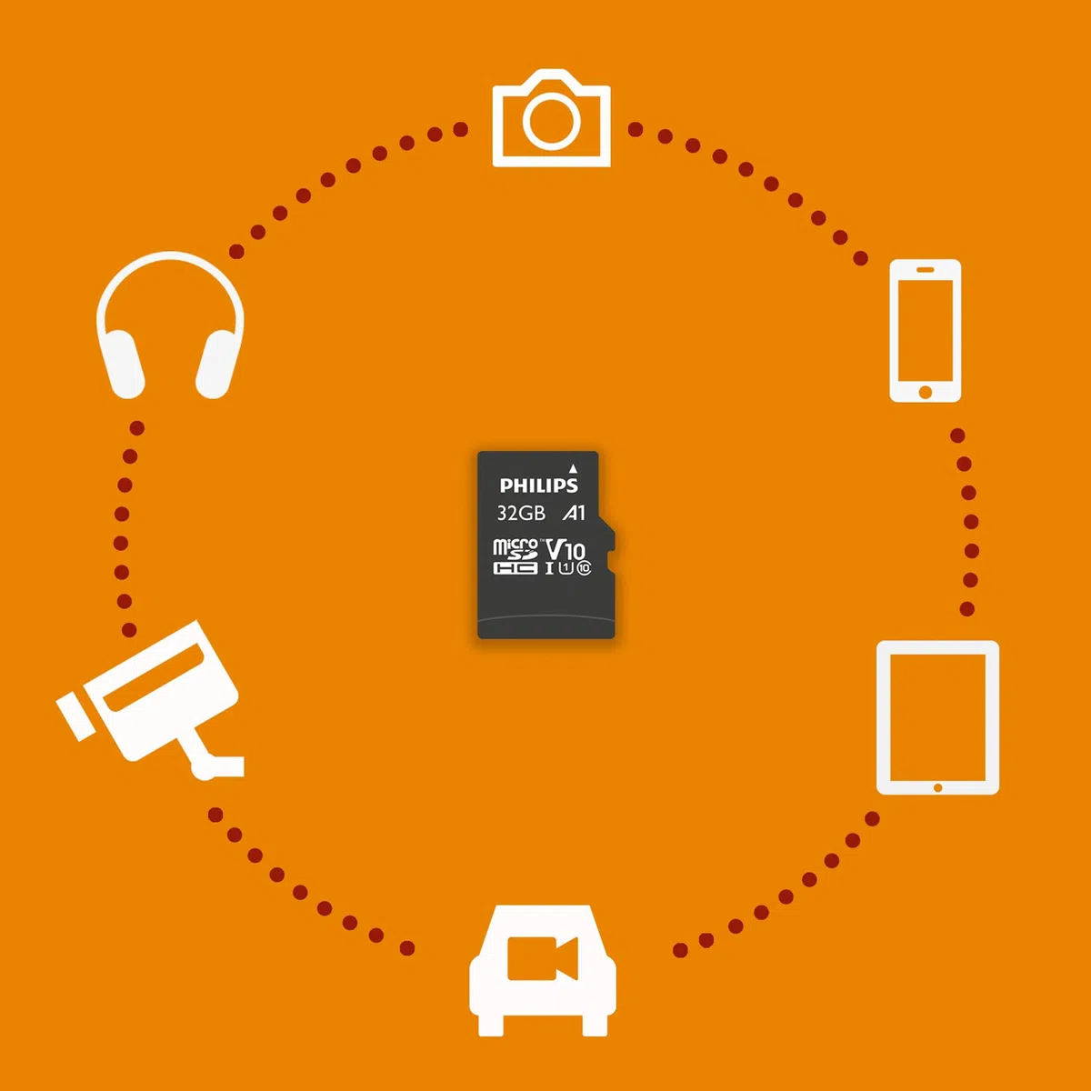 Philips Ultra Speed Carte microSDHC Card 32 Go + Adaptateur SD UHS-I U1, Vitesse de Lecture jusqu'à 80 Mo/s, A1 Fast App Performance, V10, Carte mémoire pour Smartphones, Tablette, PC, vidéo Full HD