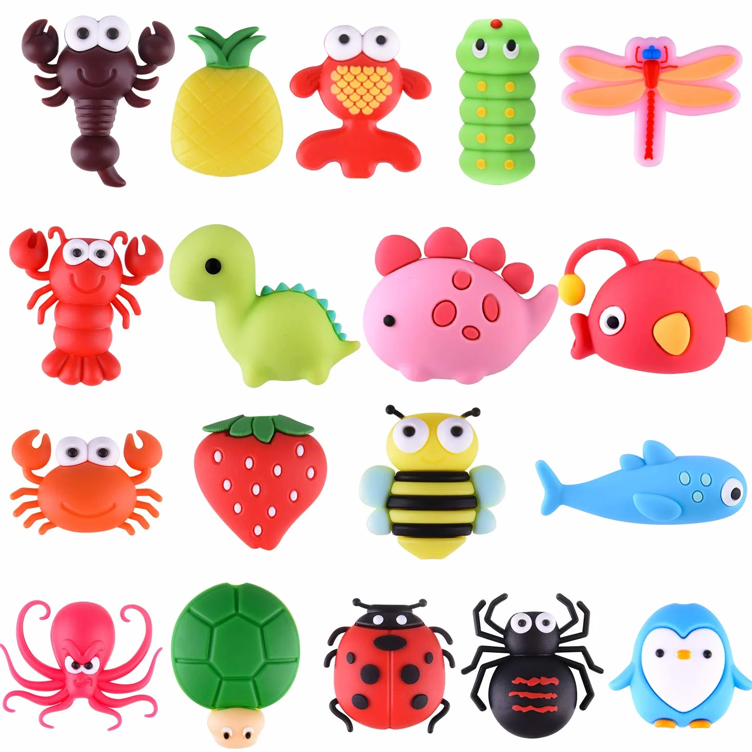 TUPARKA 18 Pcs Protege Cable pour iPhone/iPad USB Foudre, câble en Plastique Animaux Morsures de Dinosaure Mignon de Poisson de Charge Saver Câble, Accessoire pour téléphone Chargeur USB Protect