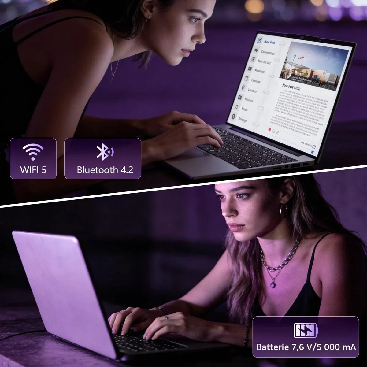 15.6 Pouces Ordinateur Portable, Win 11 PC Portable 16 Go RAM 1To SSD Processeur N5100 carte graphique UHD, Laptop 1980*1080 IPS FHD Écran pavé numérique/clavier rétroéclairé/Touch ID, WiFi5/USB3.0