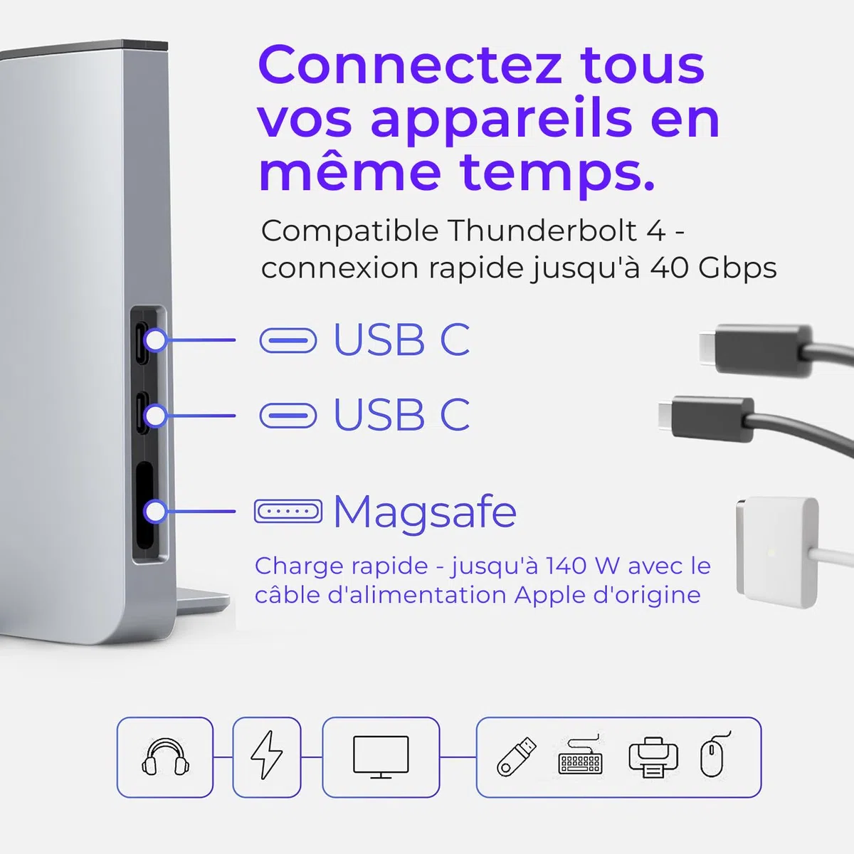 Ascrono Dock pour MacBook Pro 14 Pouces d'Apple - Station d'accueil