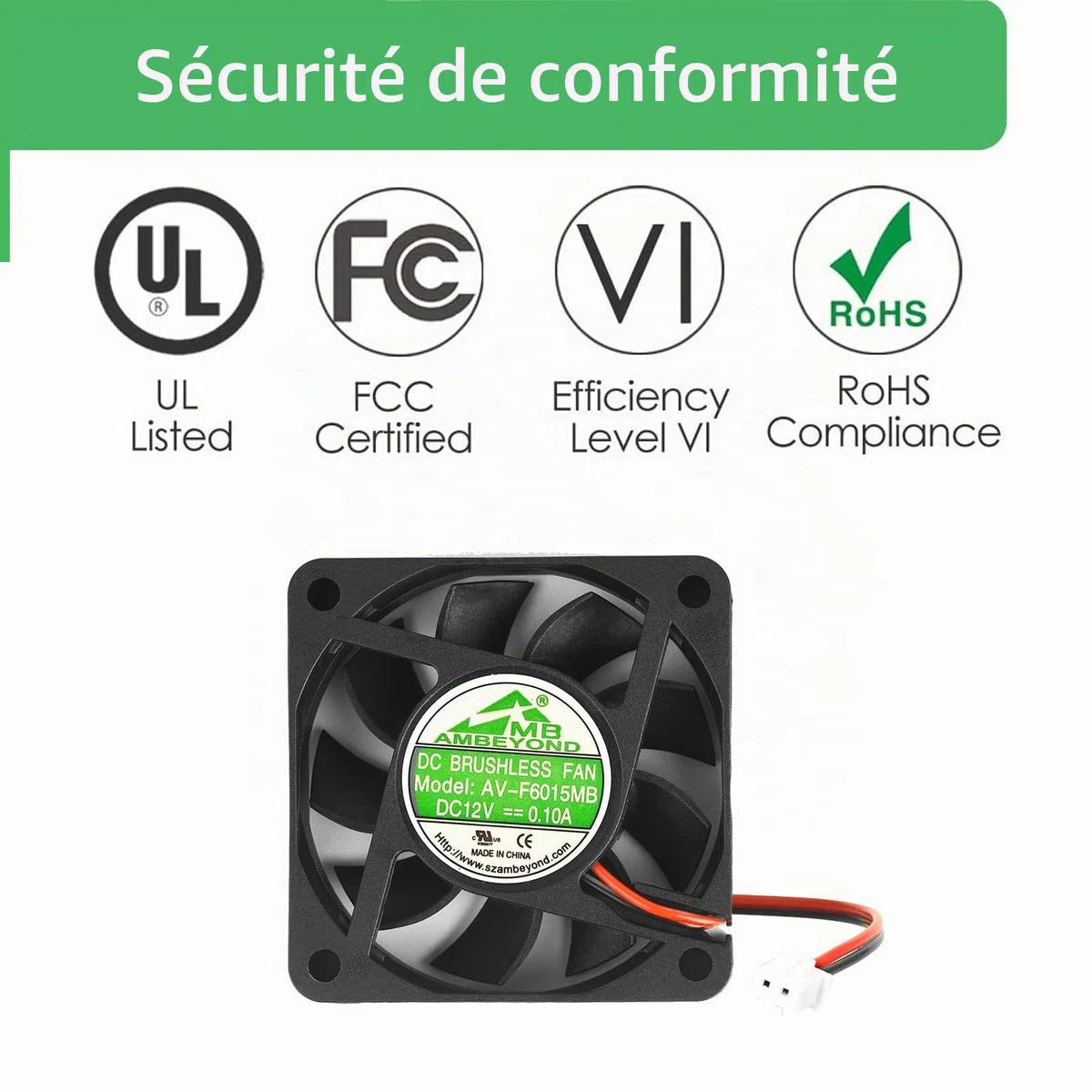 Paquet de 2 ventilateurs de refroidissement sans balais à roulement à billes 6015 12 V CC 60 mm x 15 mm 2 broches