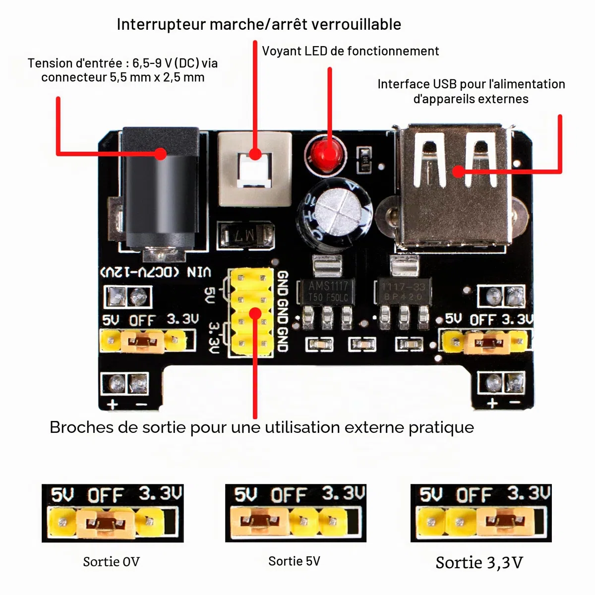 Miuzei Kit de démarrage de Base Compatible avec Arduino avec Carte connectée, Module d'alimentation, câble de Jumper, resistors, LED, Planche de Connexion électronique