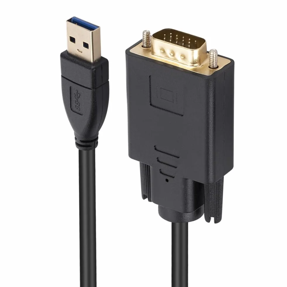 Câble USB 3.0 vers VGA 1,8 M 1080P Adaptateur Convertisseur Mâle à Mâle pour Ordinateur Portable Projecteur Vidéo UHD Externe Câble USB3.0 VGA