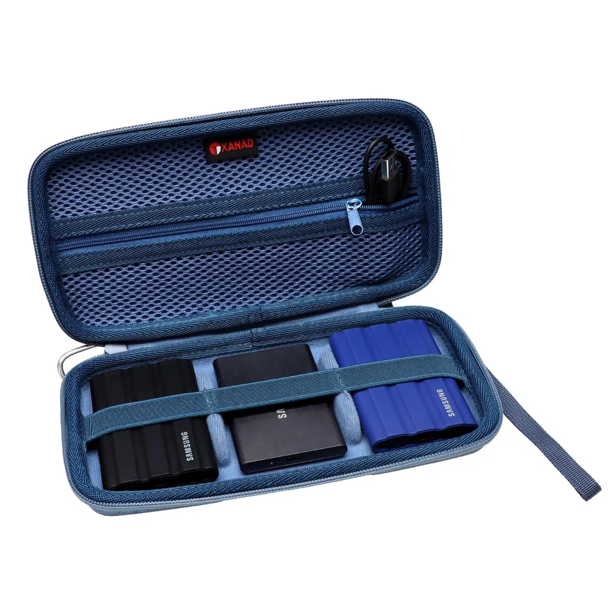 XANAD Dur Étui de Voyage Rigide pour Samsung SSD Externe T7 Portable T7 Shield Portable T9 de Protection Housse (Bleu 3)
