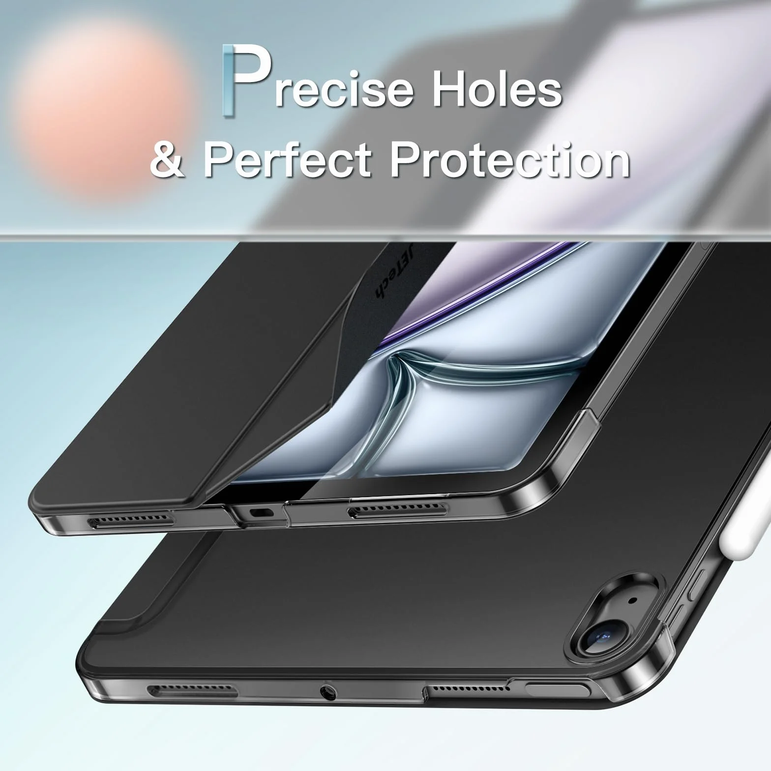 JETech Coque pour iPad Air 13 Pouces M4/M3/M2 (2026/2025/2024), Étui Housse Arrière Rigide à Support Fine Intelligente avec Veille/Réveil Automatique (Noir)