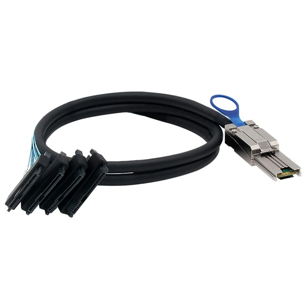 JMT Câble adaptateur pour serveur Mini SAS HD SFF-8088 26P vers 4 x SAS 8482 2 en 1 (50 cm)