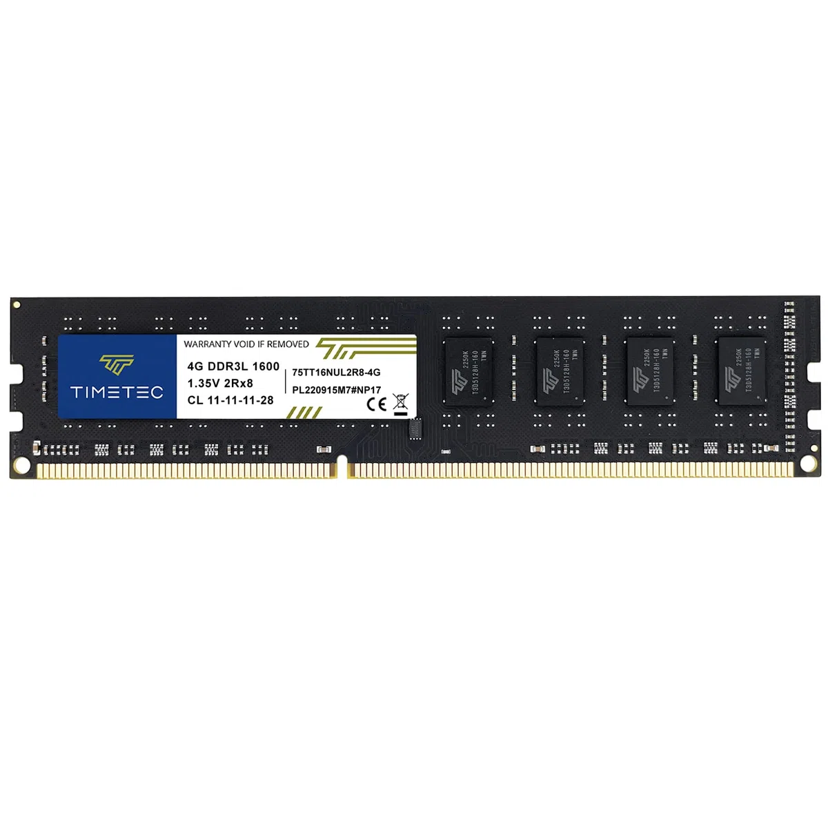 Timetec 4 Go DDR3L/DDR3 1600MHz PC3L-12800/PC3-12800 Non-ECC sans Tampon 1.35V/1.5V CL11 2Rx8 Double Rang 240 Broches UDIMM Ordinateur de Bureau mémoire RAM Module Mise à Niveau