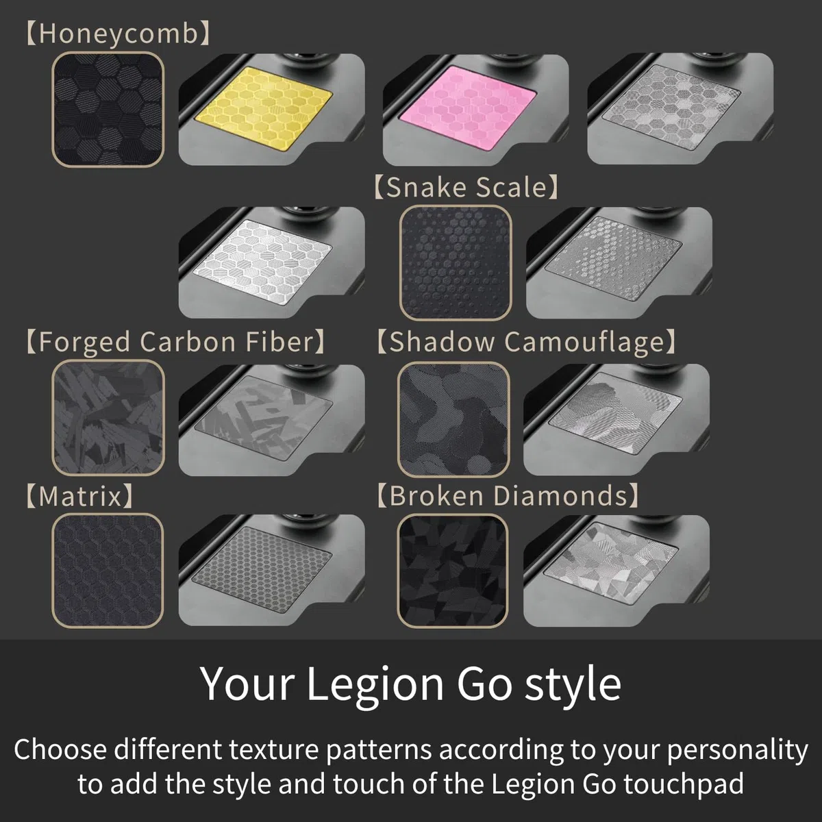 Luck&Link TouchPad Protector pour Legion go, TouchPad protect skin texture stickers pour Legion go TouchPad, peau texturée haut de gamme (Honeycomb - Noir, For Legion Go)