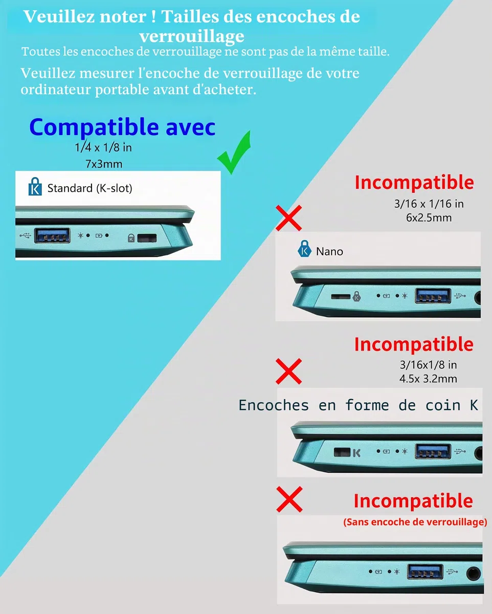 Computer Lock 4 Chiffres Mot de Passe de sécurité pour Ordinateur Portable PC 2 m Noir (1pcs) (Computerized Lock x1)